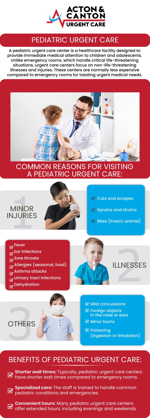 By visiting Canton Urgent Care, you benefit from a child-friendly environment designed to reduce anxiety for both the patient and the parent. Our professionals provide rapid diagnostics—including on-site testing for flu, strep, and RSV—allowing for a quicker start to treatment. For more information, contact us or schedule an appointment online. We are located at 95 Washington St, Ste 204 A, Canton, MA 02021.